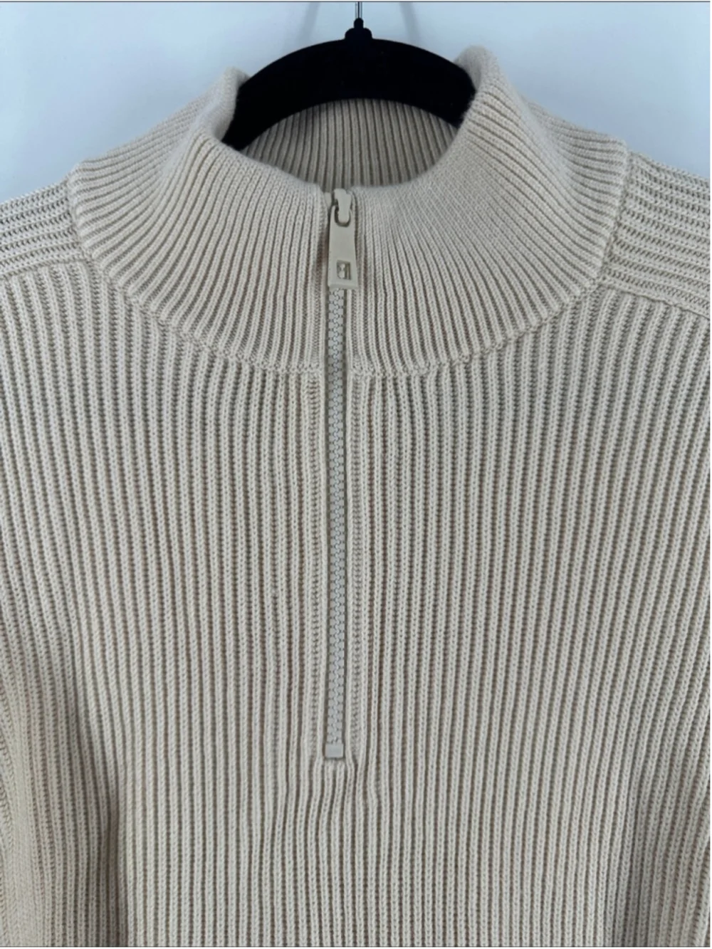 Kit & Ace 1/4 zip cream Ribbed Sweater wool blend sz lg
